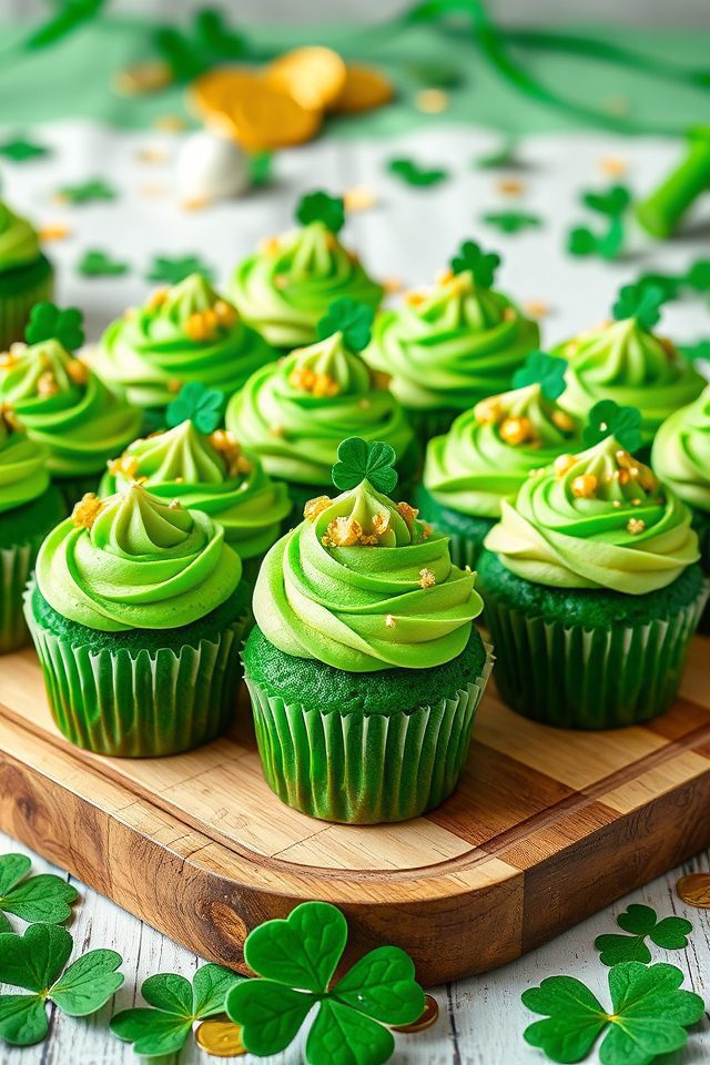 green colored velvet cupcakes