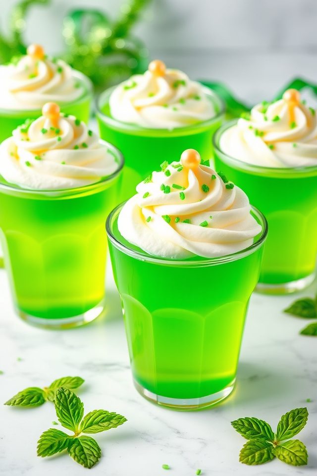green gelatin dessert cups
