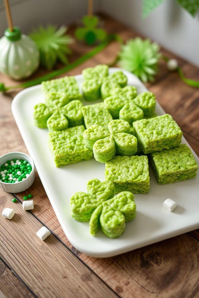 green marshmallow cereal squares