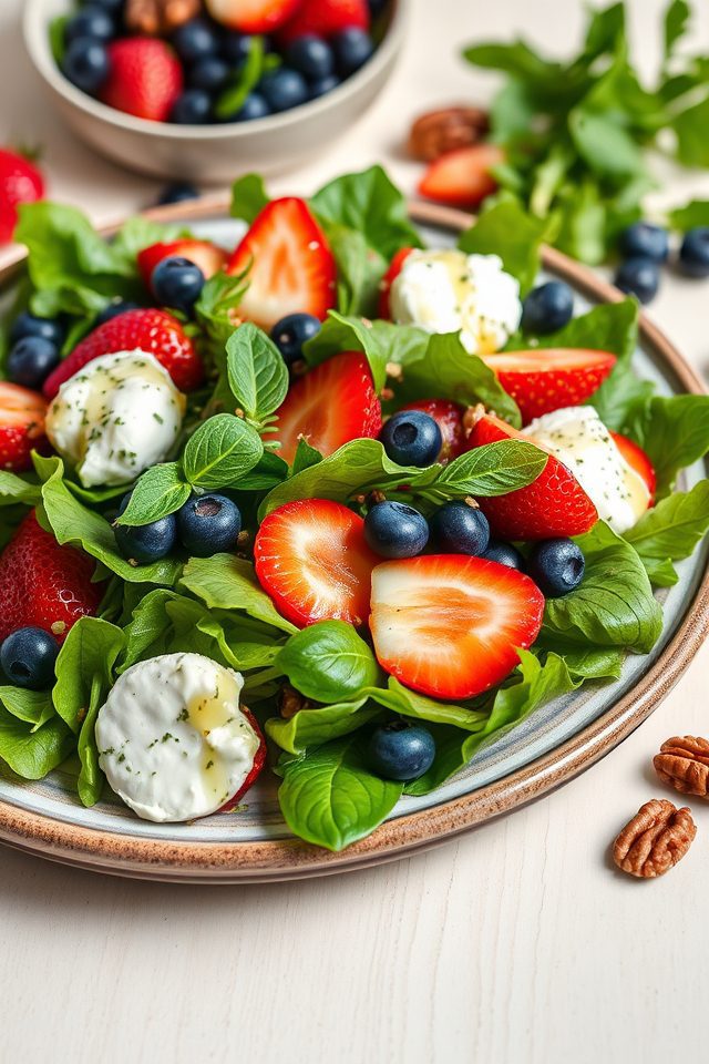 greens berries goat cheese