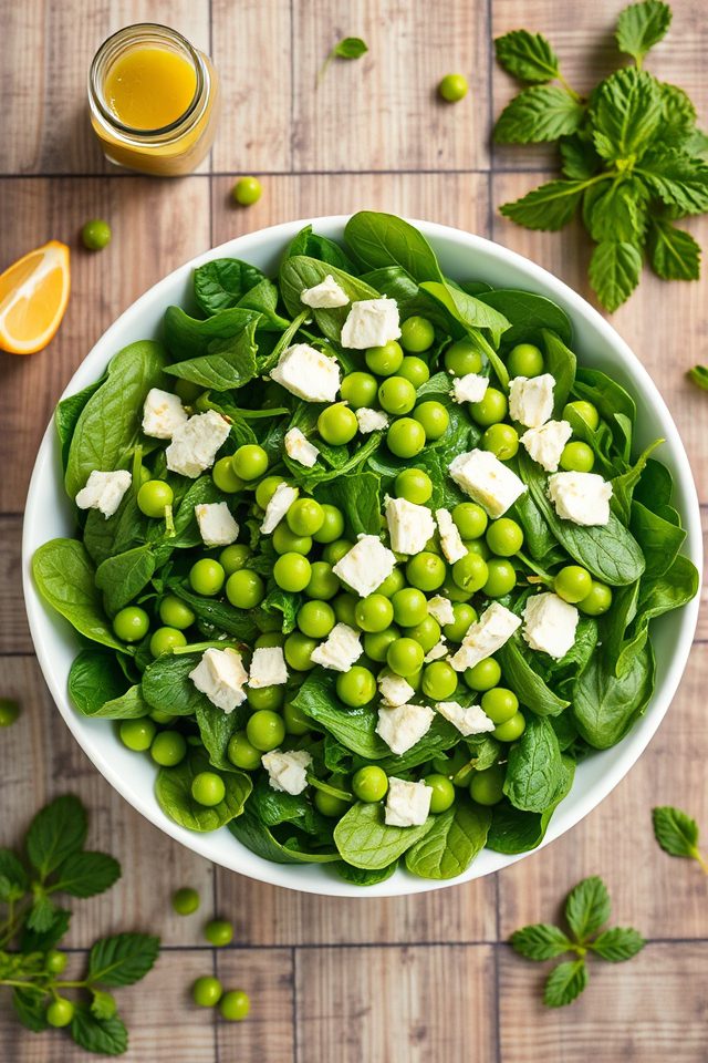 greens peas feta salad