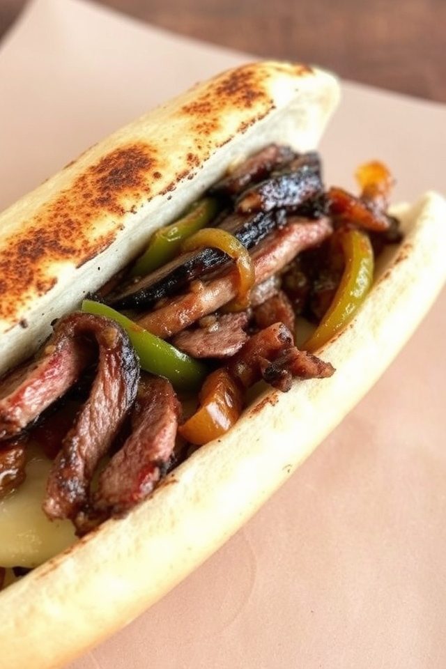 griddled philly cheesesteak sandwich