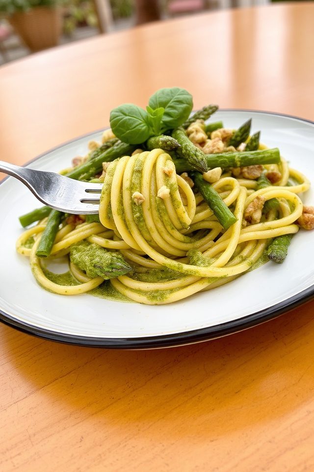 grilled asparagus pesto pasta
