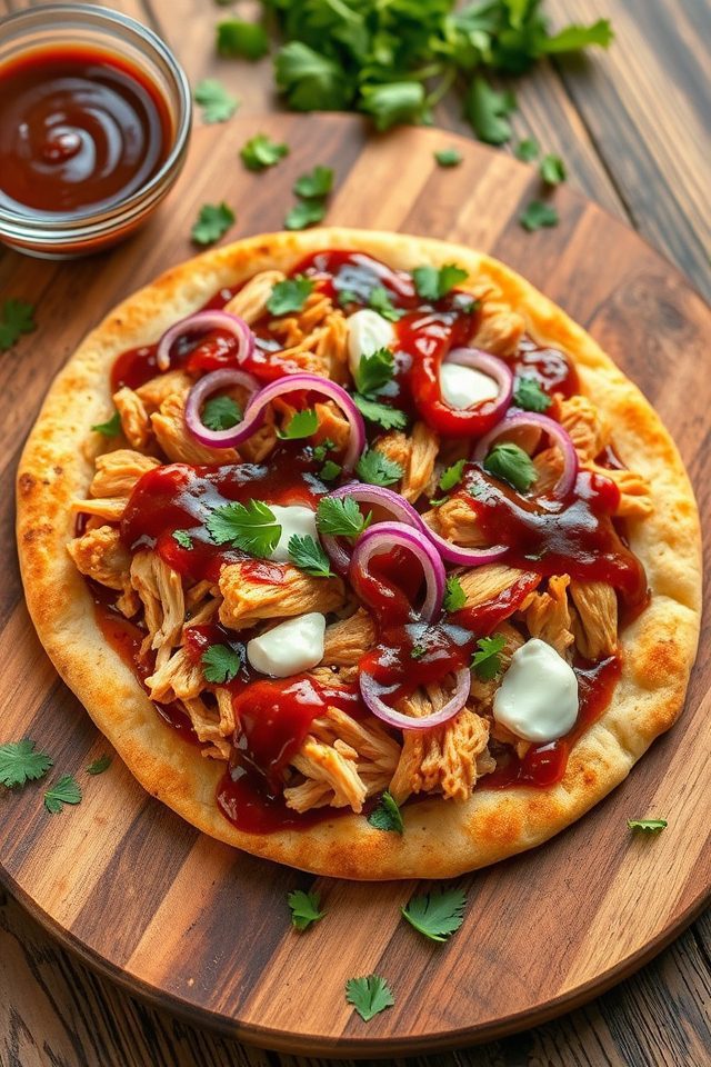 grilled barbecue chicken flatbread