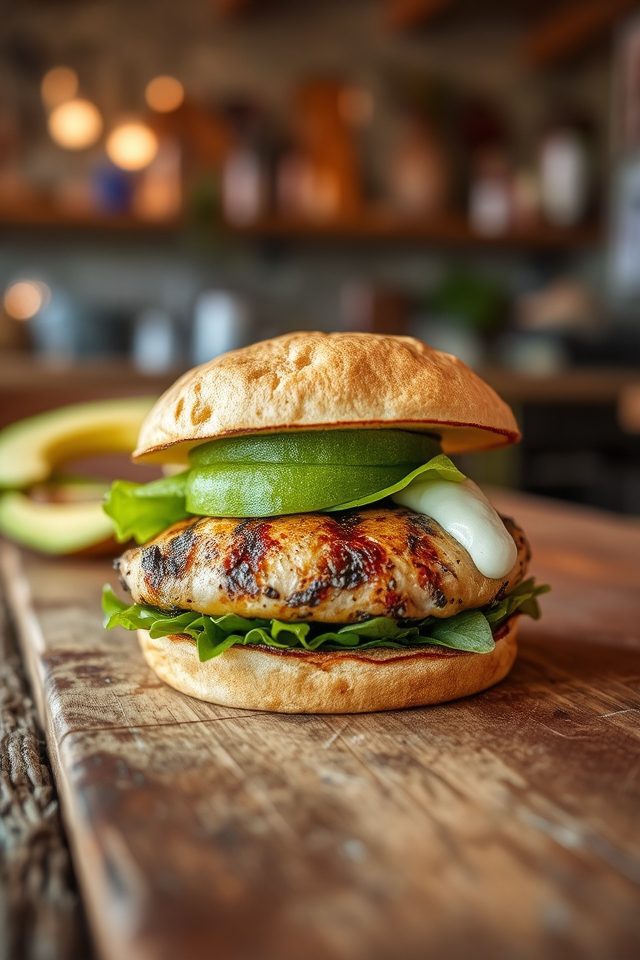 grilled chicken avocado burgers