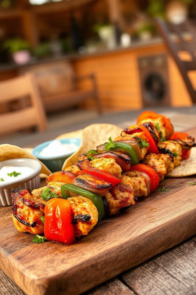 grilled chicken fajita kebabs