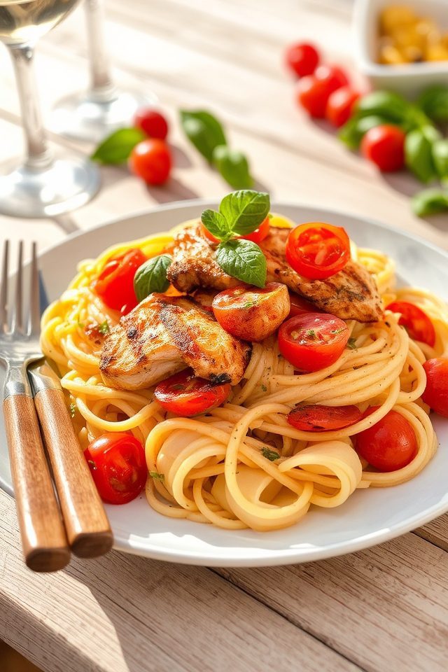 grilled chicken pasta dish