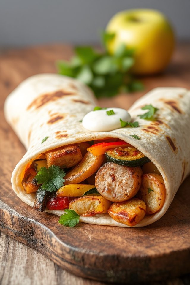 grilled chicken sausage wraps