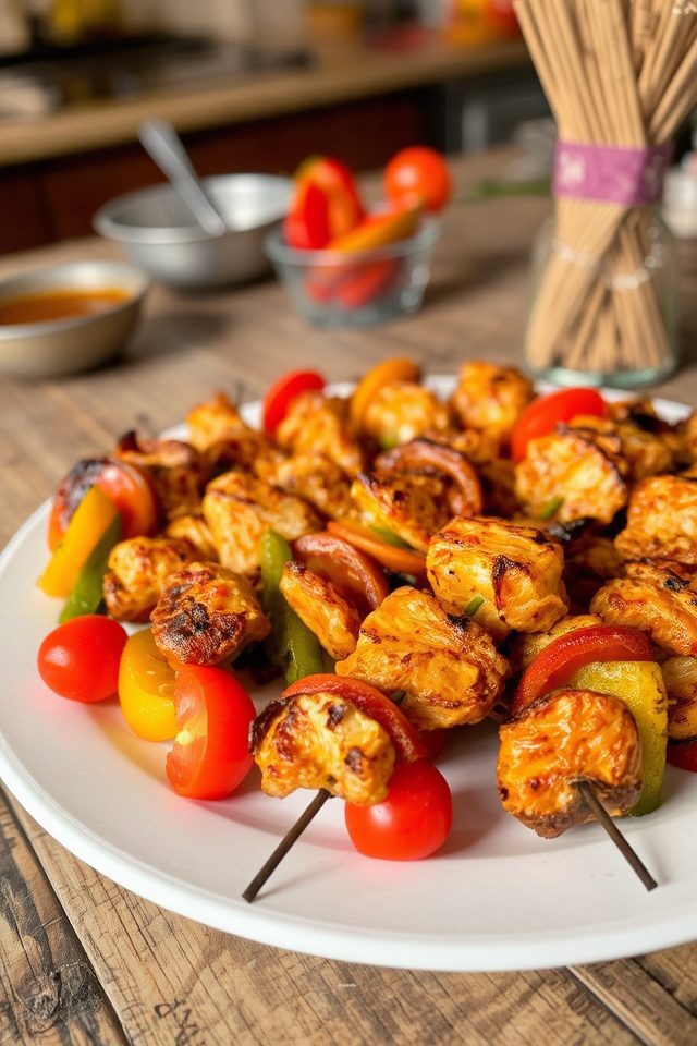 grilled chicken vegetable skewers