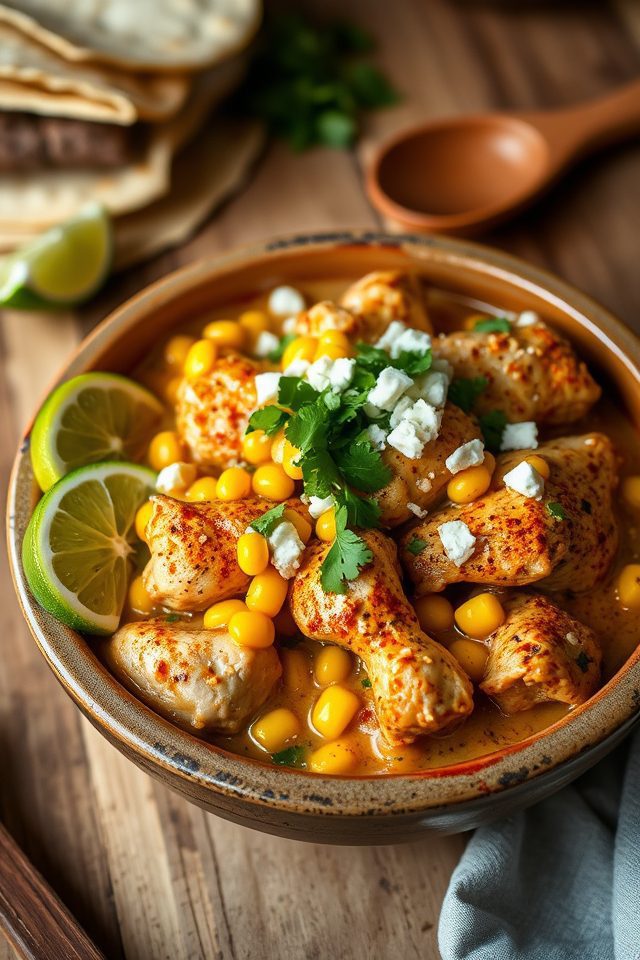 grilled corn seasoned chicken