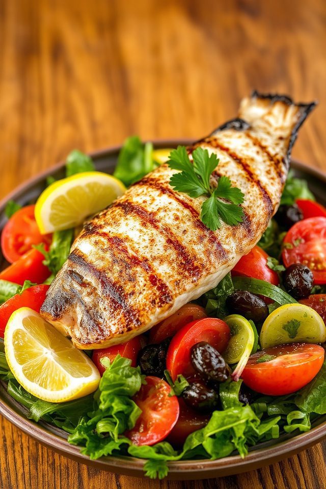 grilled fish mediterranean salad