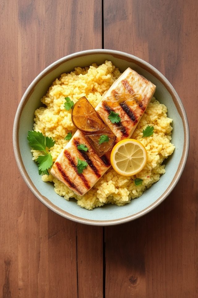 grilled fish with lemons