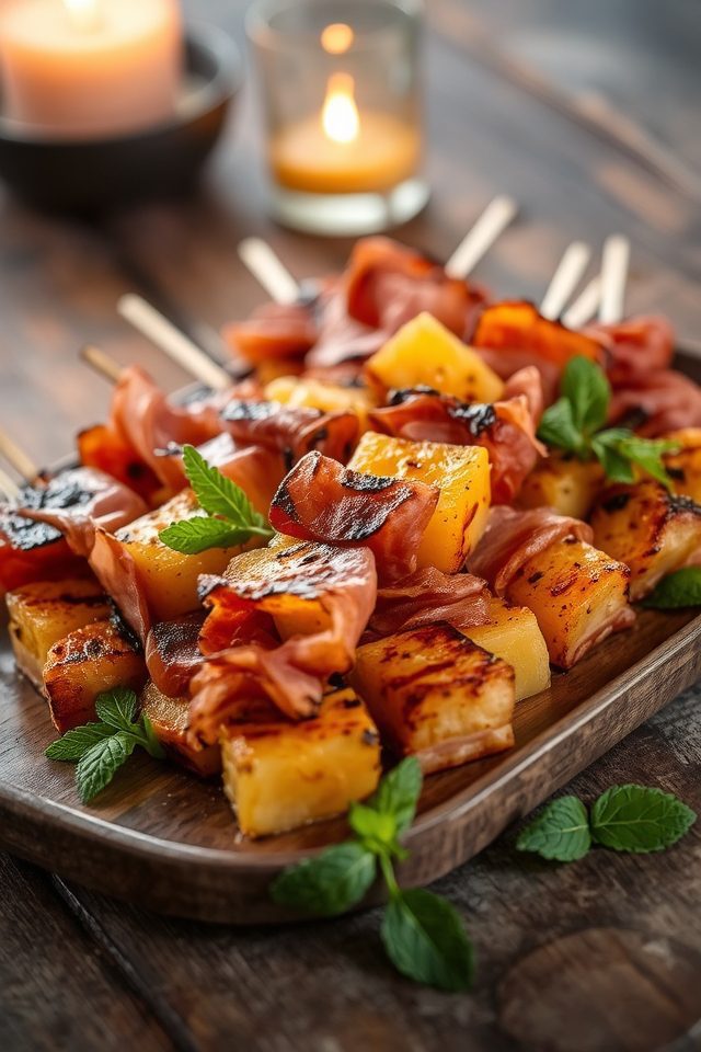 grilled fruit and prosciutto
