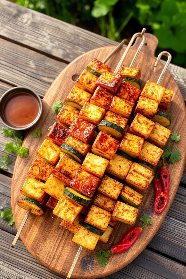 grilled halloumi zucchini skewers