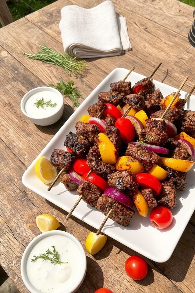 grilled lamb vegetable skewers