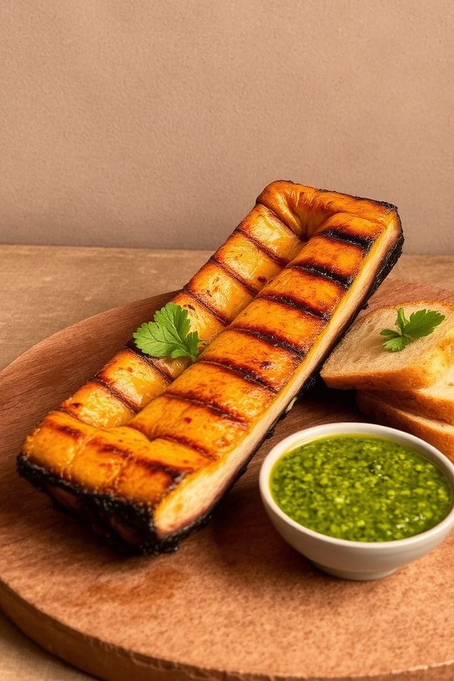 grilled marrow with chimichurri
