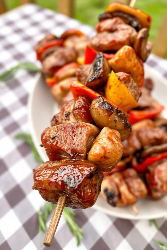 grilled meat and vegetables
