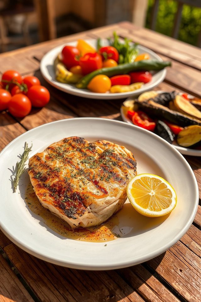 grilled mediterranean swordfish dish