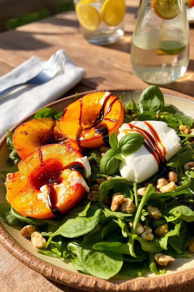 grilled peaches burrata salad
