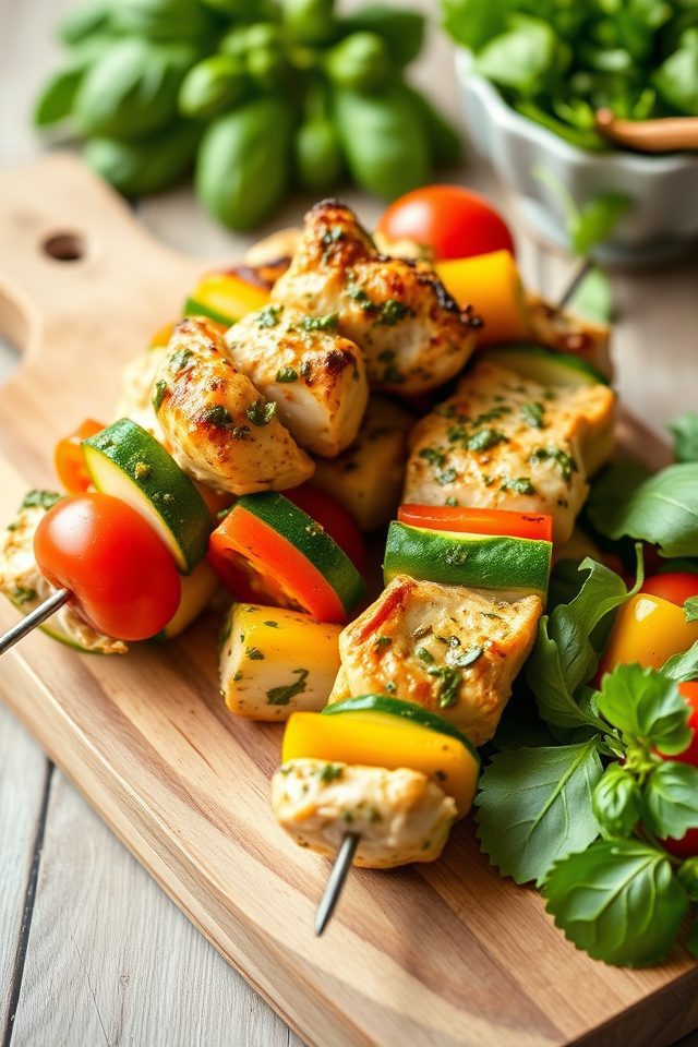 grilled pesto chicken skewers