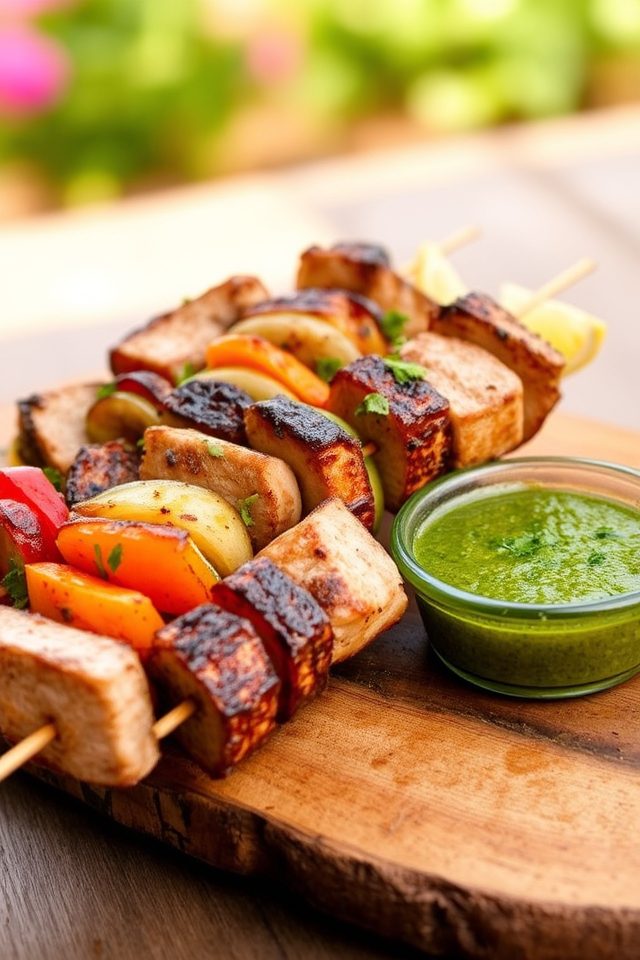 grilled pork vegetable kabobs