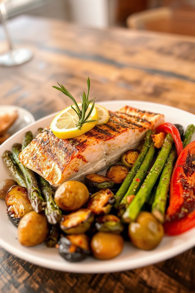 grilled salmon seafood dish