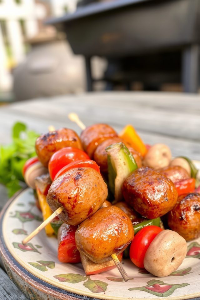grilled sausage vegetable kabobs