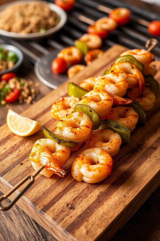 grilled shrimp vegetable skewers