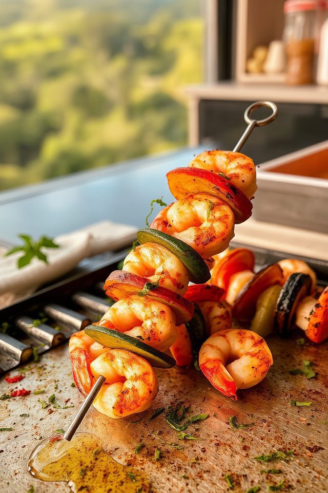grilled shrimp vegetable skewers