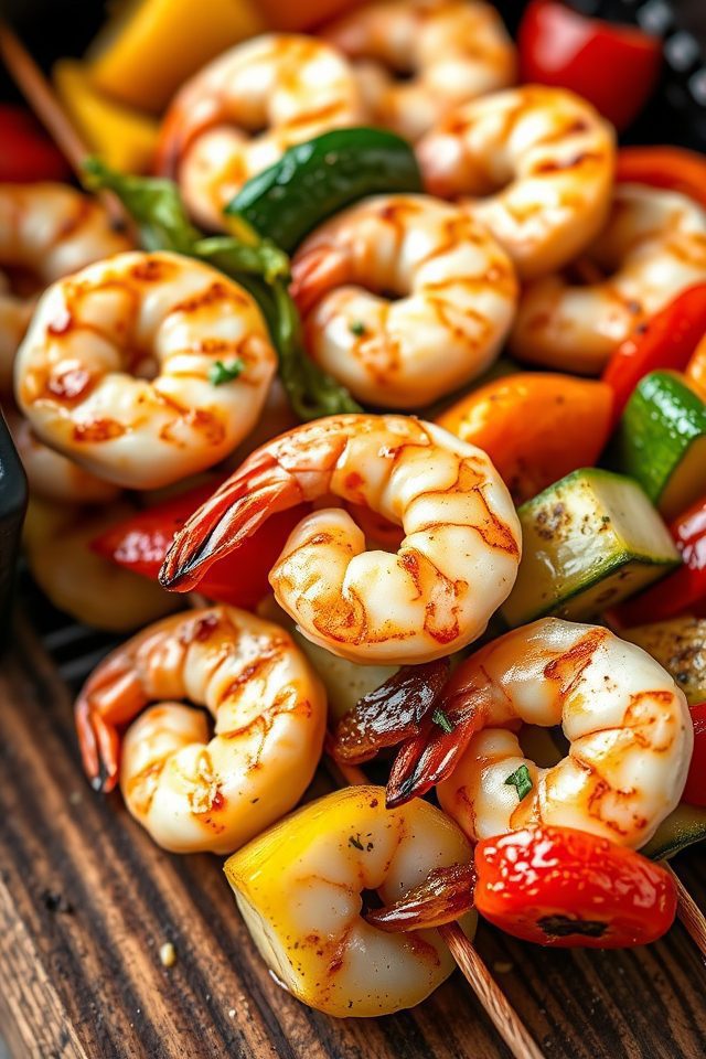 grilled shrimp vegetable skewers