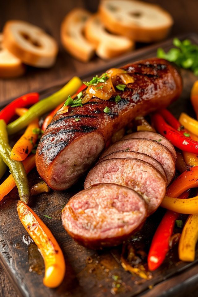 grilled smoked sausage dish