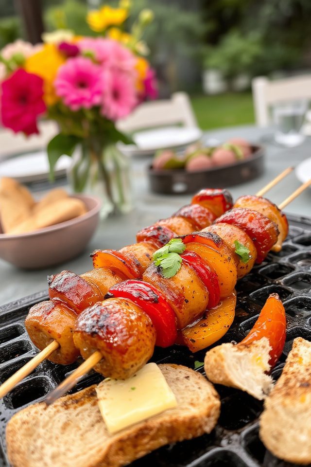 grilled spicy sausage kebabs