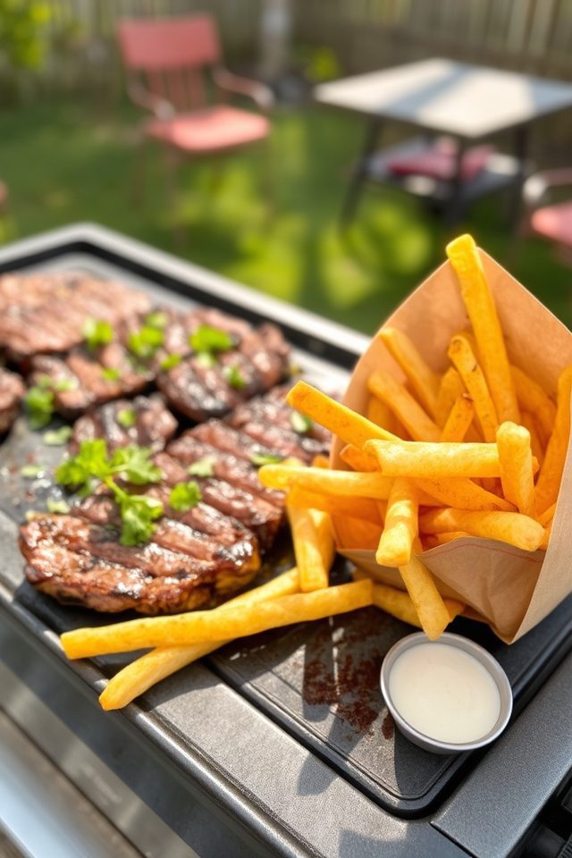 grilled steak and fries