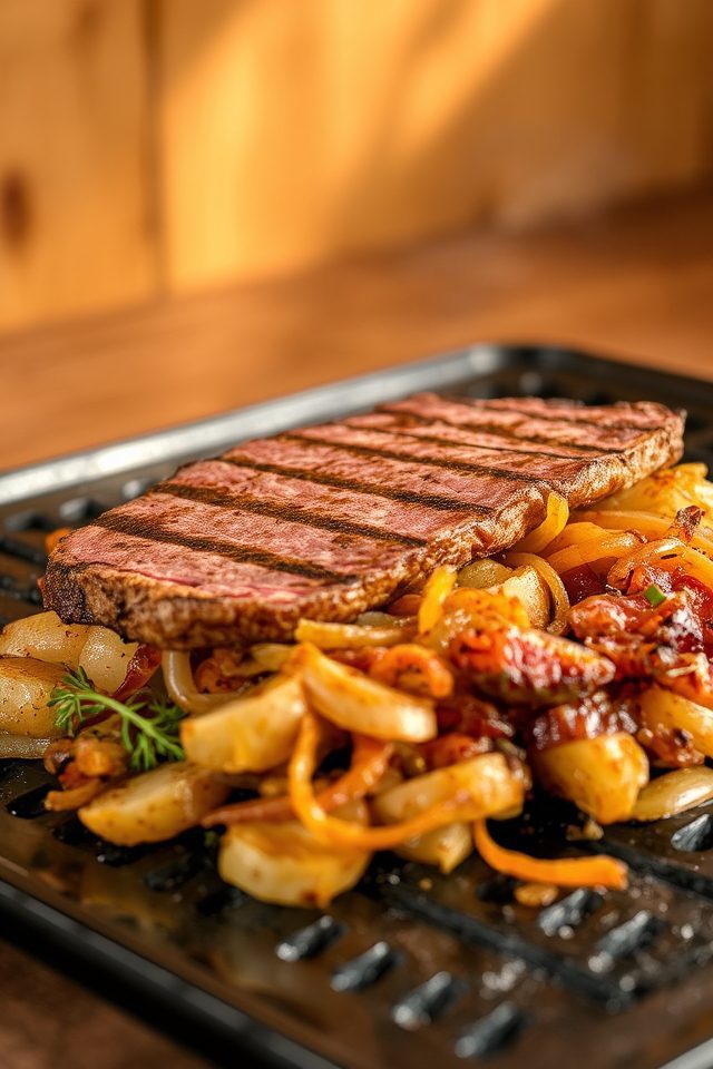 grilled steak and potatoes