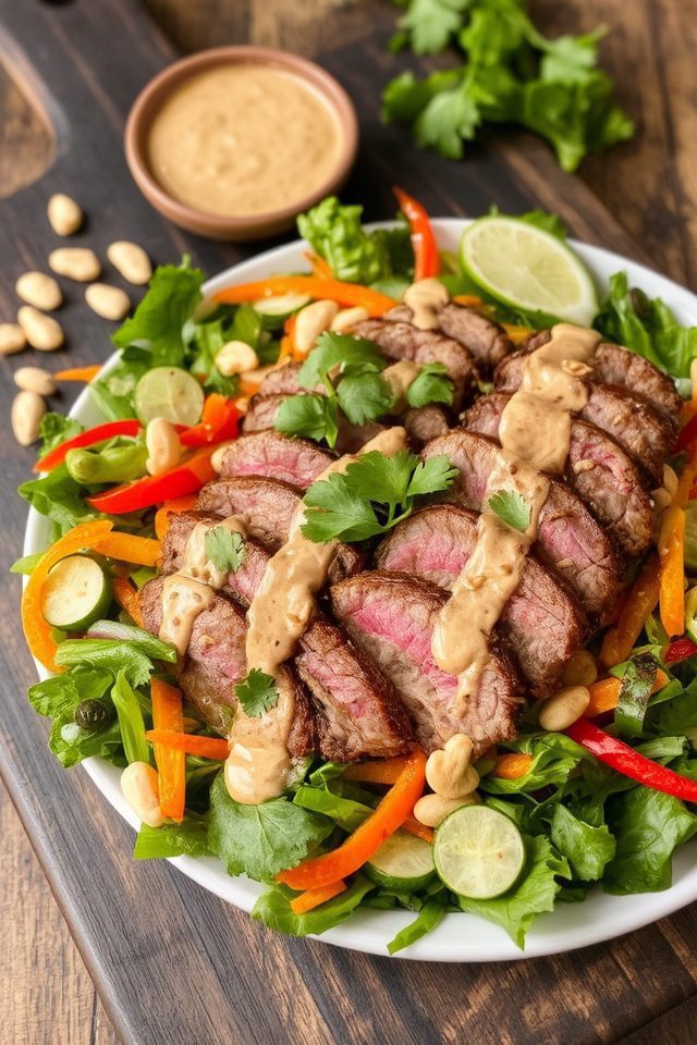 grilled steak peanut salad