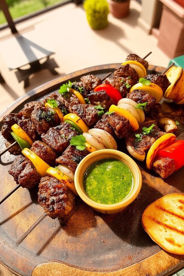 grilled steak vegetable kabobs