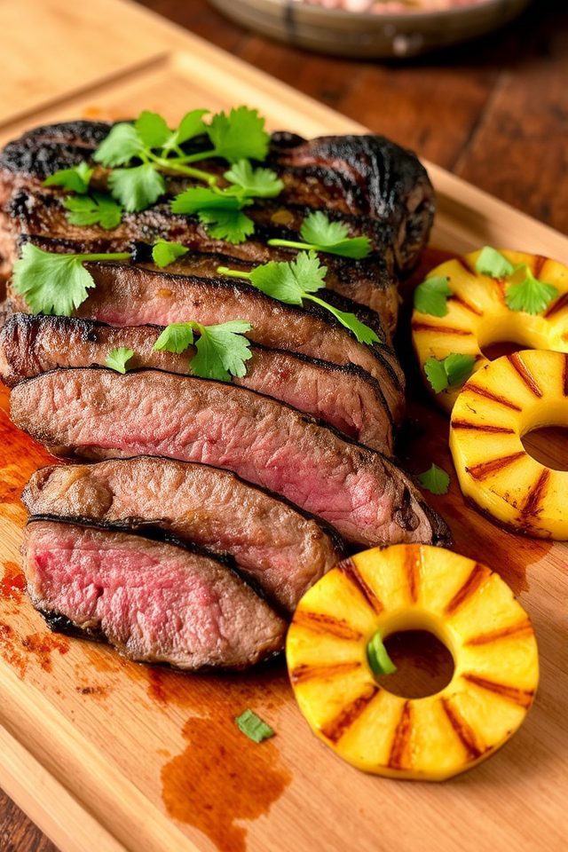 grilled steak with pineapple
