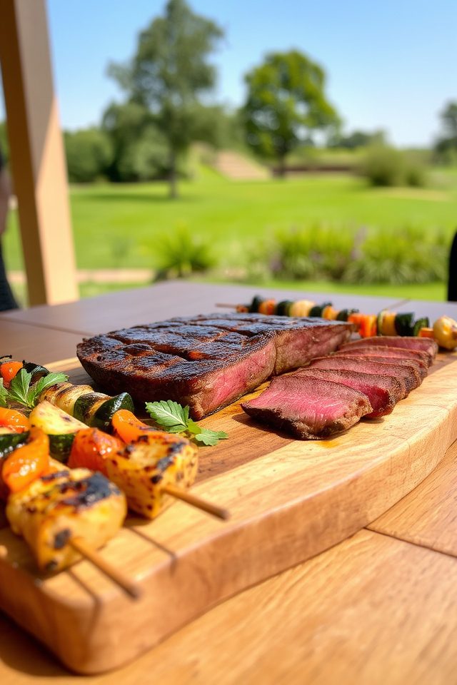 grilled steak with vegetables