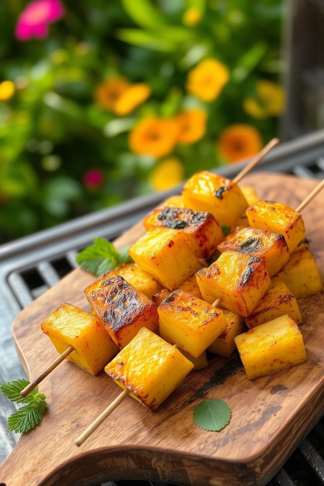 grilled summer fruit skewers