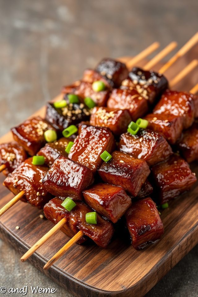 grilled teriyaki beef skewers
