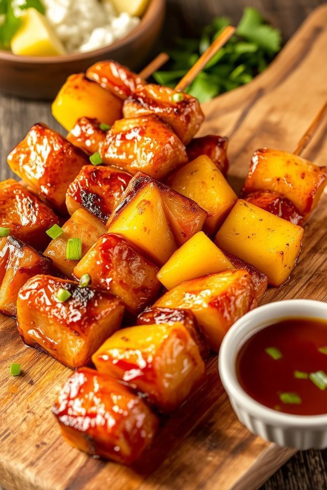 grilled teriyaki pork skewers