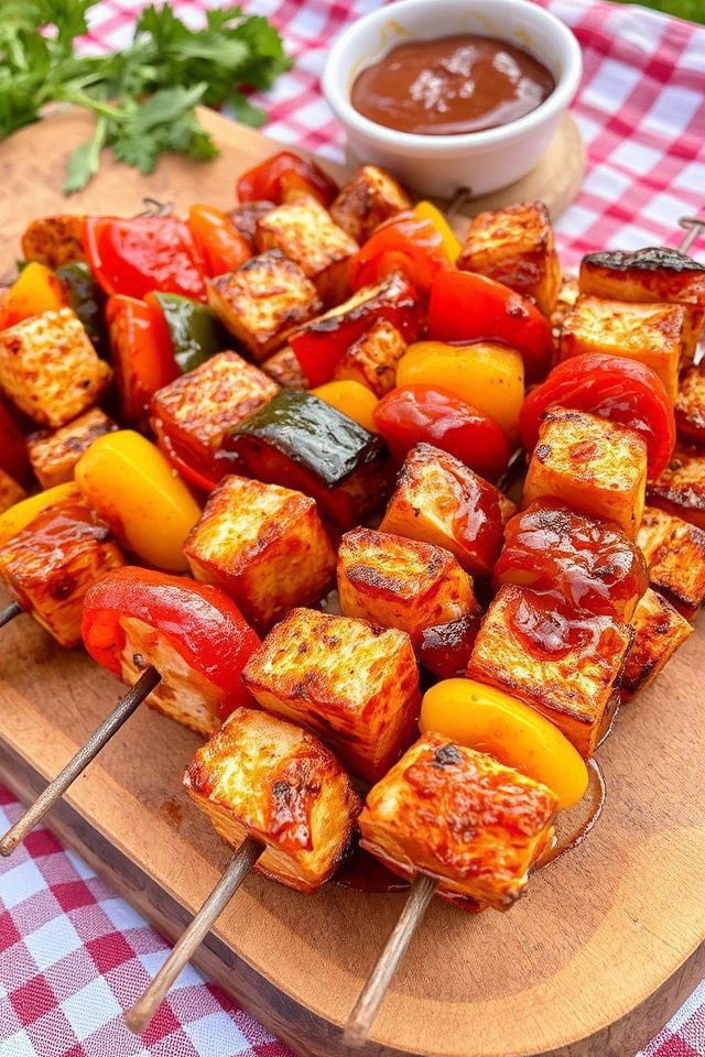 grilled tofu pepper skewers