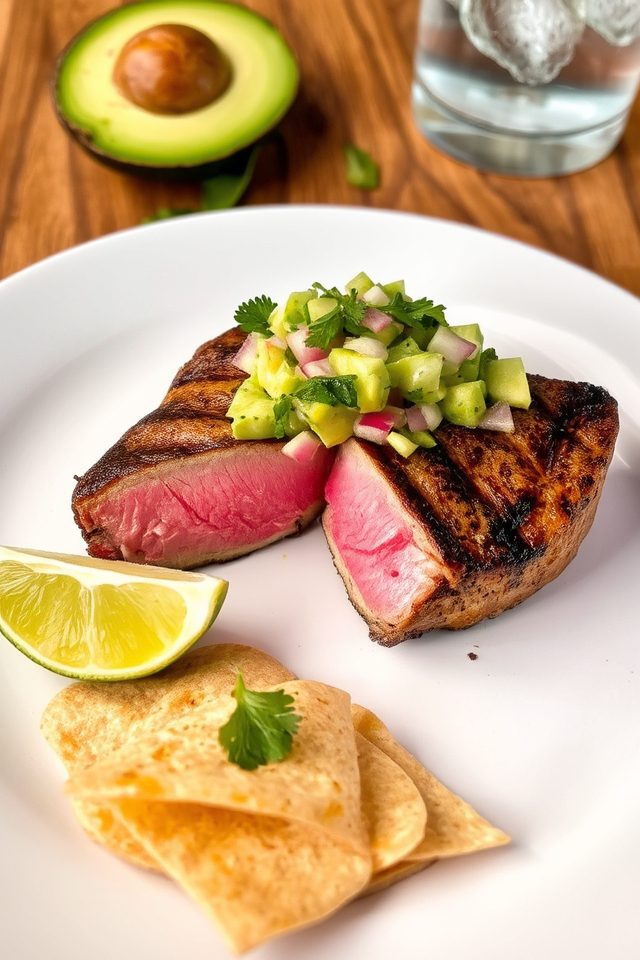 grilled tuna with avocado