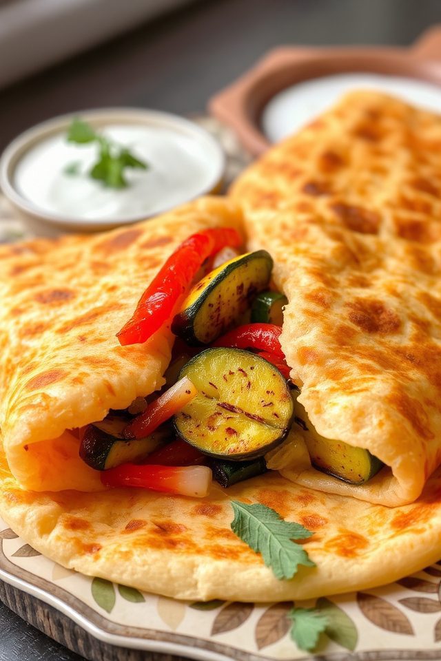 grilled vegetable mathri filling