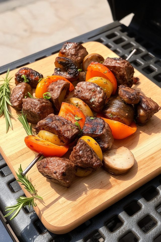 grilled venison kabob dinner