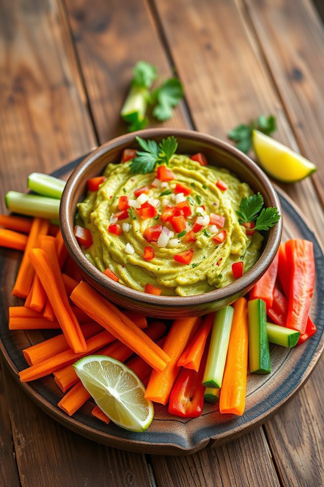 guacamole served with vegetables