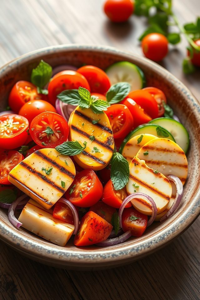 halloumi tomato greek salad