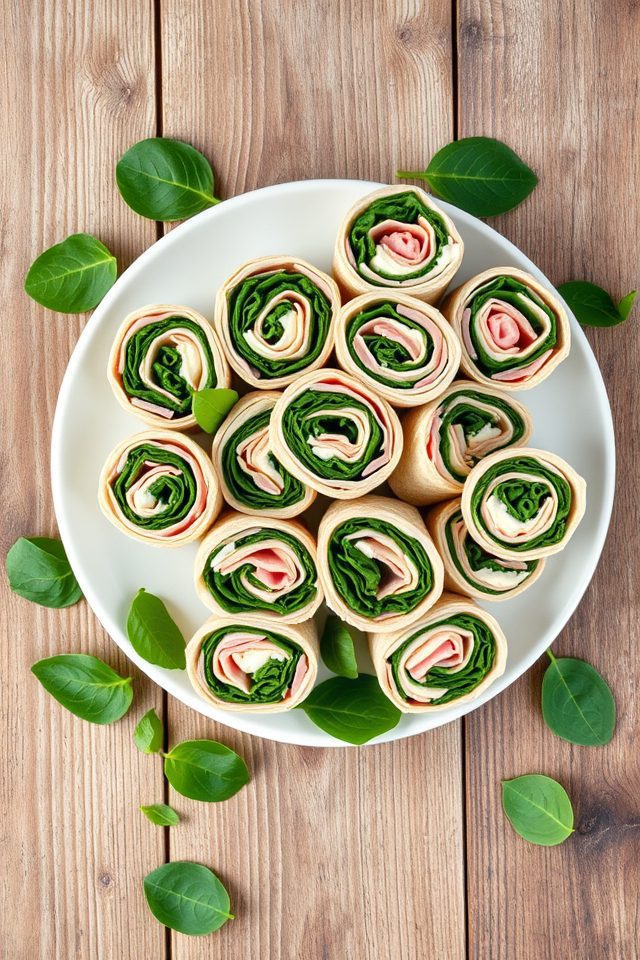 ham spinach tortilla roll ups