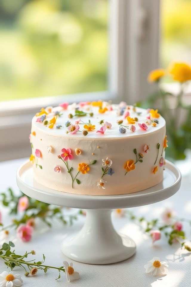 hand painted floral cake