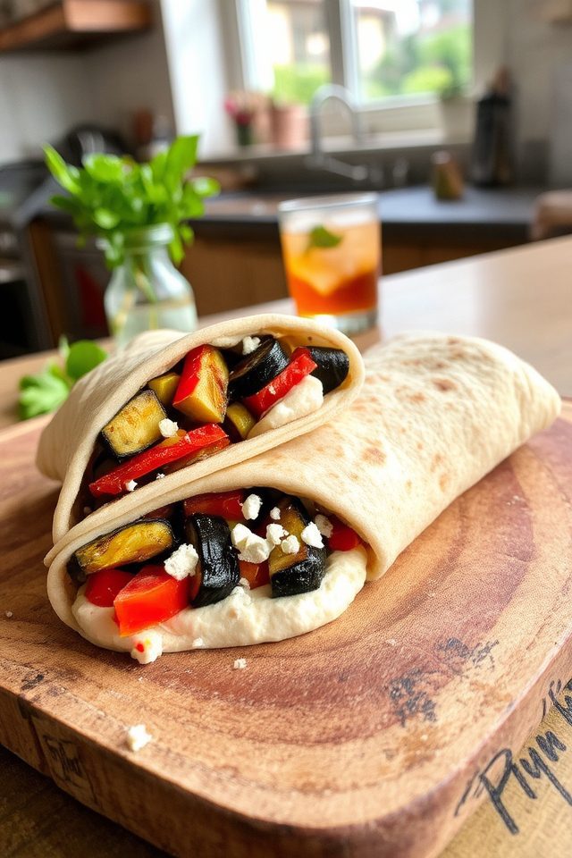 healthy mediterranean veggie wrap